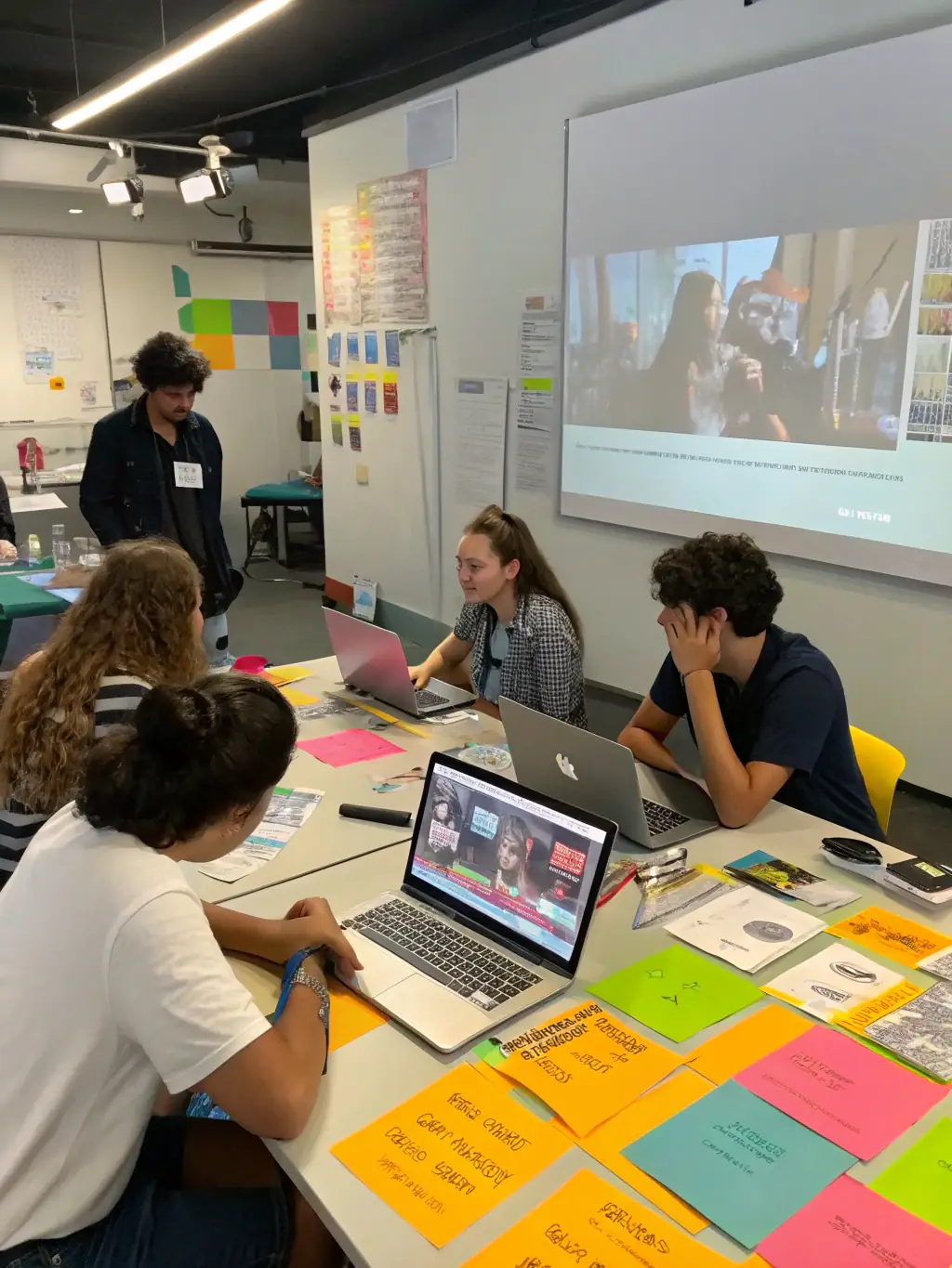A workshop scene where young people are learning about filmmaking techniques from a professional, with EUROLOISIRS CINEMA logo subtly displayed.